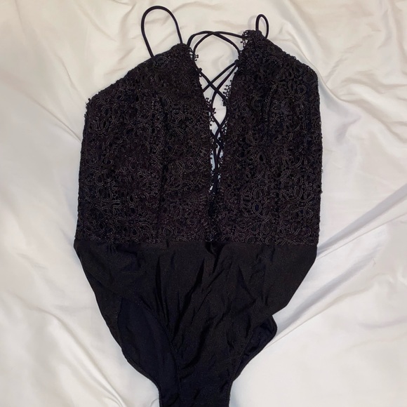 Black lace up bodysuit - Picture 1 of 5